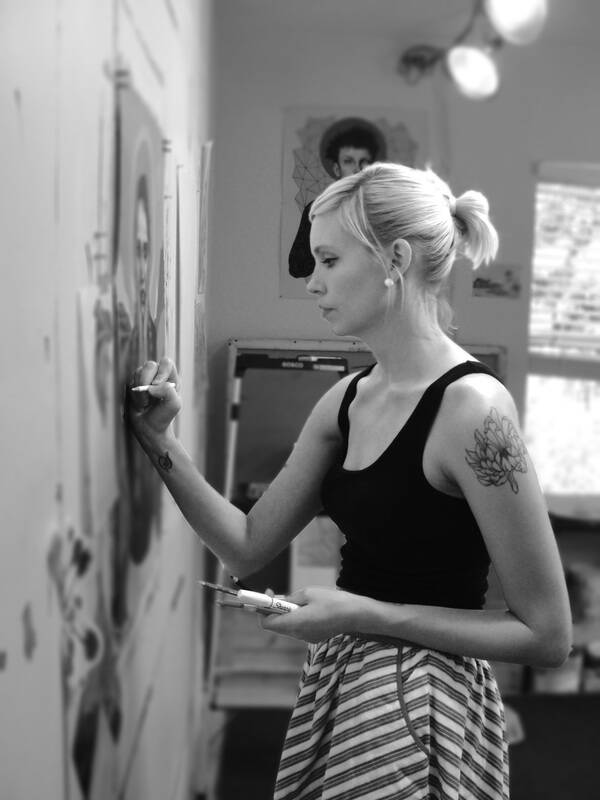 Black and white photograph of artist Anneka Ingold.